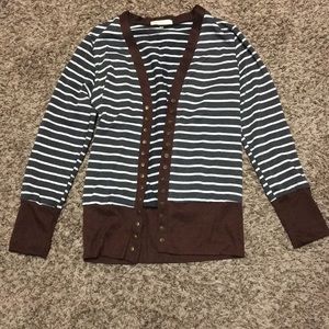 Striped Button Snap Cardigan